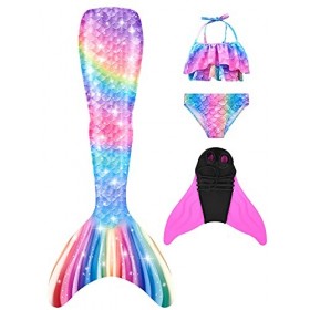 shepretty Queues de Sirène Mermaid Bikini Maillots de Bain Costume Cosplay pour Filles,M9,150