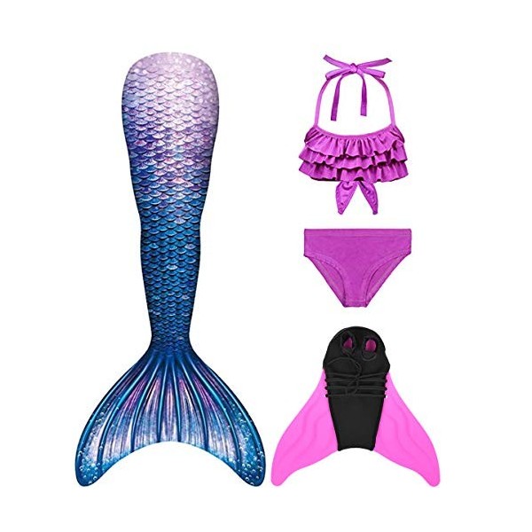 shepretty Queues de Sirène Mermaid Bikini Maillots de Bain Costume Cosplay pour Filles，xiaofenJCKA24+WJF74,120