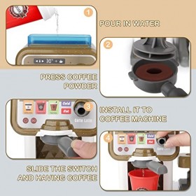 deAO Boutique de Jeu de Rôle, Ensemble de Jeu de Café, Cafetière Enfants, Ensemble de Jeu de Pizzeria avec Caisse Enregistreu