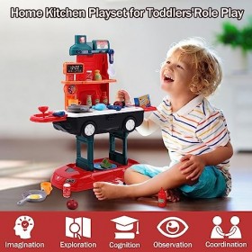 Smartwo Cuisine Loft Cuisine Transformers pour Enfants 2 en 1, Mini Dinette de Jeu avec Accessoires, Cadeau danniversaire po