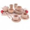 Sanmum Kit 16pcs Jeu dImitation en Bois, Tasse à Café Thé - Jeu Dimitation Cuisine Pretend Play Nourriture pour Bébé Enfant