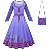 Foanja Déguisement Asha Fille Cosplay Film Wish Asha Ballerine Robe de Princesse et Sac avec Cape pour Enfant Fancy Dress Hal