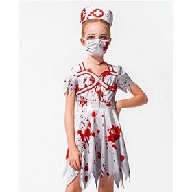 IKAL Filles Zombie Sanglant Infirmière Costume Halloween Enfants Walking Dead Outfit Maman et Moi Hôpital Travailleur Uniform