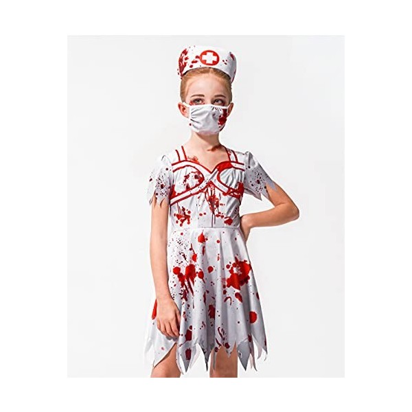 IKAL Filles Zombie Sanglant Infirmière Costume Halloween Enfants Walking Dead Outfit Maman et Moi Hôpital Travailleur Uniform
