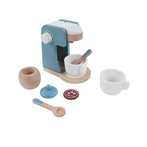 Cafetière Jeu de Rôle Faire Semblant Dappareil de Cuisine avec Jouet Tasse à café Cafetière Ensemble de Jeu Cafetière en Boi