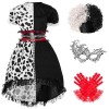 Spooktacular Creations Costume de dalmatien pour fille, ensemble de robes à pois pour Halloween et fêtes costumées Large 10-1