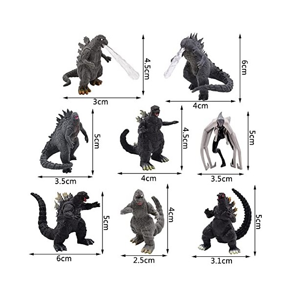 Nesloonp 8 pièces Dinosaure Figurine Poupée, Roi des Monstres Collection de Figurines pour Décoration de Voiture Home Deco Co