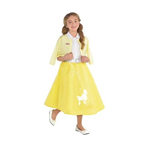Amscan 9909276 – Déguisement sous licence officielle Sandy Summer Nights pour enfants de 8 à 10 ans, jaune/blanc