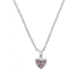 s.Oliver 2036826 Collier avec pendentif en acier inoxydable pour fille avec cristal 37 + 3 cm Argenté Cœur Livré dans une boî