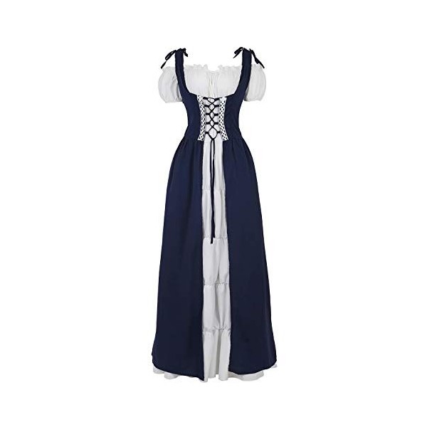 Jutrisujo Médiévale Renaissance Robes Maxi Parti Costume Vintage Déguisements Halloween Gothique Femmes Cosplay Déguisement C