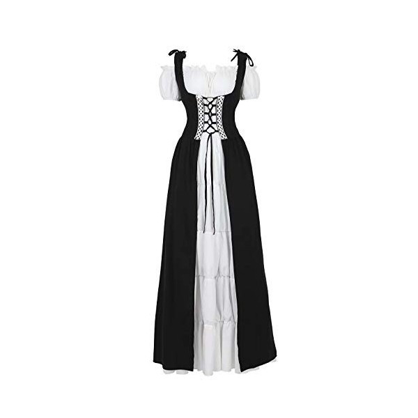 Jutrisujo Médiévale Renaissance Robes Maxi Parti Costume Vintage Déguisements Halloween Gothique Femmes Cosplay Déguisement C