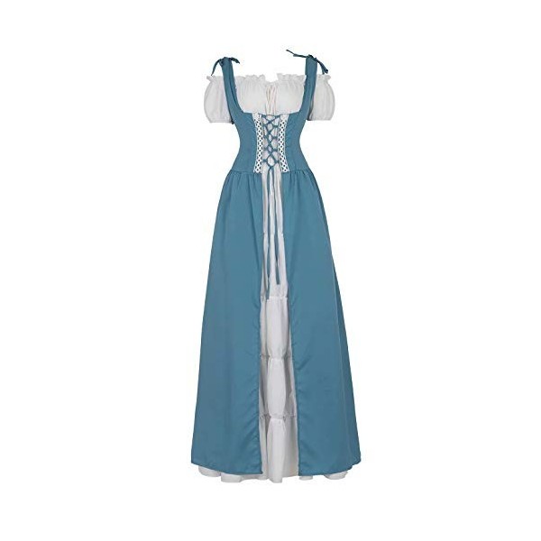 Jutrisujo Médiévale Renaissance Robes Maxi Parti Costume Vintage Déguisements Halloween Gothique Femmes Cosplay Déguisement C