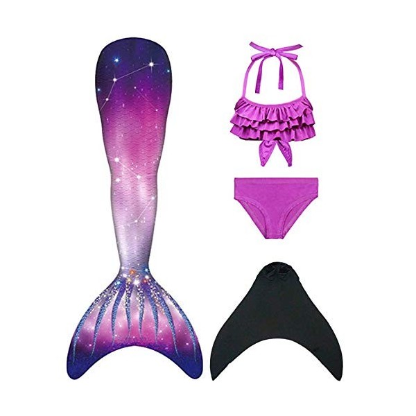 shepretty Queues de Sirène Mermaid Bikini Maillots de Bain Costume Cosplay pour Filles，xiaoheiJCKA17-130