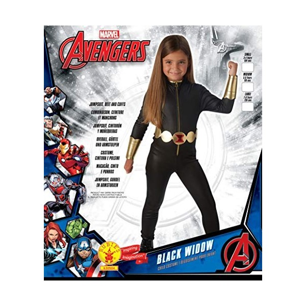 Rubies Déguisement officiel Marvel Avengers Black Widow pour fille, taille L, âge 7-8 ans, hauteur 128 cm