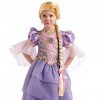 Disney Store Perruque Raiponce pour enfants, taille unique avec longue tresse dorée ornée dappliques floraux, de rubans past