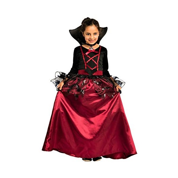 Magicoo Costume de chauve-souris vampire pour fille avec col – Costume de vampire chic pour Halloween – Taille 110 à 152