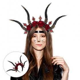 Kichvoe Casque Pour Femme Diable Démon Cornes Bandeau Gothique Cornes de Mouton Bandeau Halloween Corne Bandeau pour Hallowee