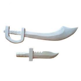 Générique Lot de 2 Jouets en Bois Massif artisanaux pour Jeux denfants- Pack Pirate: Sabre et Poignard