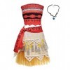 KIRALOVE - Costume Vaiana Moana complet avec collier fille carnaval taille 100 idée cadeau fête