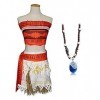 KIRALOVE - Costume Vaiana Moana complet avec collier fille carnaval taille 100 idée cadeau fête