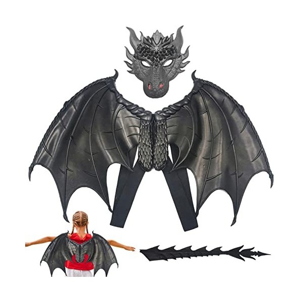 Gidenfly Dragon dhalloween,Costume dailes Diable dhalloween,Dragon pour Enfants garçons Filles,Ailes Cosplay Dragon démon,