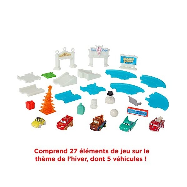 Mattel Disney Pixar Cars Calendrier de lavent, 5 mini-voitures, 24 jours d’accessoires et de surprises, Pour enfants dès 3 a