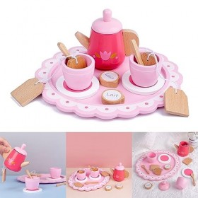 Thé Laprès-midi En Bois Pour Enfants Jouet Cuisine Avec Théière Cuillère Plateau Cadeau Danniversaire Pour Enfants Service 