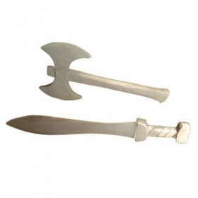 Générique Lot de 2 Jouets en Bois artisanaux pour Jeux denfants- Pack Viking: hâche et Glaive