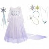 Lito Angels Déguisement Reine des Neiges 2 Princesse Elsa Robe Blanche avec Cape et Accessories Enfant Fille Taille 4-5 ans, 