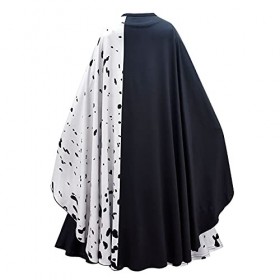 Lito Angels Deguisement Costume Cruella Robe à Pois Dalmatien Noir et Blanc avec Cape pour Enfant Fille, Taille 7-8 ans