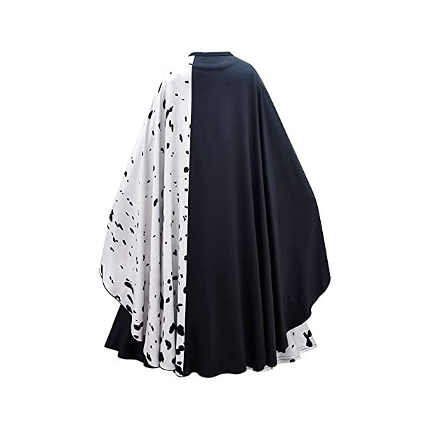 Lito Angels Deguisement Costume Cruella Robe à Pois Dalmatien Noir et Blanc avec Cape pour Enfant Fille, Taille 7-8 ans