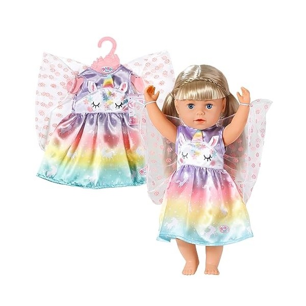 BABY born Fantasy Fairy Outfit 43cm - Licorne, arc-en-ciel et ailes de fée - Pour les petites mains, le jeu créatif favorise 