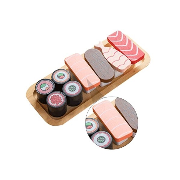 SAFIGLE 2 Ensembles en Bois Simulé Sushi Jouet Puzzle Jouets Enfants Jouets Éducatifs Sushi Jeu Ensemble Modèle De Sushi en B