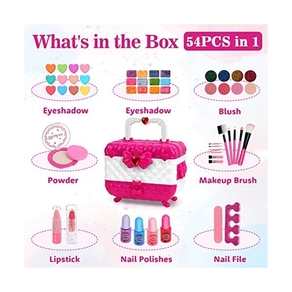 Kit de maquillage pour enfant fille - Trousse de maquillage pour fille - Kit de maquillage pour filles - Coiffeuse pour enfan