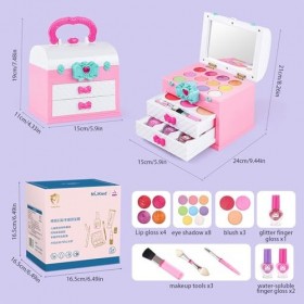EUUZU Cosmétiques pour enfantss, Playtime Glam, Kit de Maquillage, Salon de beauté Amusant, Déguisement Portable, Kit Lavable