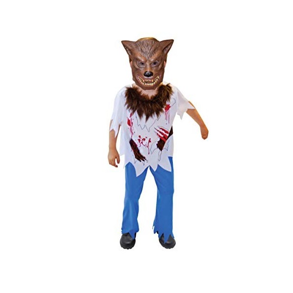 Amscan- Costume de Loup-Garou garçon-Âge 9-11 Ans-1 pièce Werewolf Déguisement, 10235390, Blanc