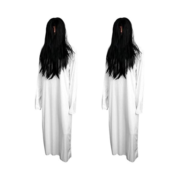 BODAHL Costume Effrayant fantôme ser de 2 Robe de mariée fantôme Costume de Zombie Blanc Fournitures de fête dhalloween Robe