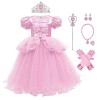 FYMNSI Costume de princesse Sofia Blanche-Neige Cendrillon pour fille avec accessoires pour Halloween, carnaval, Noël, annive