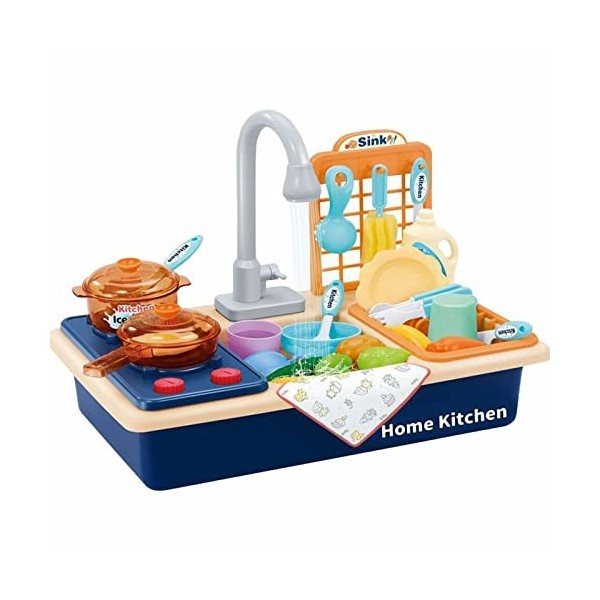 Jouet Évier De Cuisine Pour Enfants Avec Eau Courante - Ensemble Avec Robinet, Hachoir Et Lave-Vaisselle Électrique
