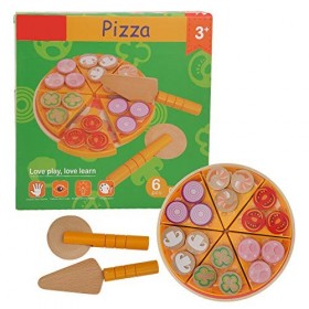 Jouet en bois de jeu de simulation, jeu de nourriture de jouet en bois jouer des jouets éducatifs de simulation de pizza de c