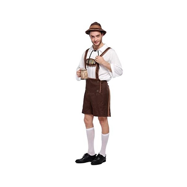 thematys Pantalon court en cuir marron pour homme | Tenue traditionnelle | Vêtements traditionnels | Oktoberfest | Pantalon e