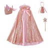 Proumhang Costume Fille Cape à capuche Cosplay Costume princesse paillettes Avec couronne+baguette magique+petit sac à main H