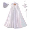 Proumhang Costume Fille Cape à capuche Cosplay Costume princesse paillettes Avec couronne+baguette magique+petit sac à main H