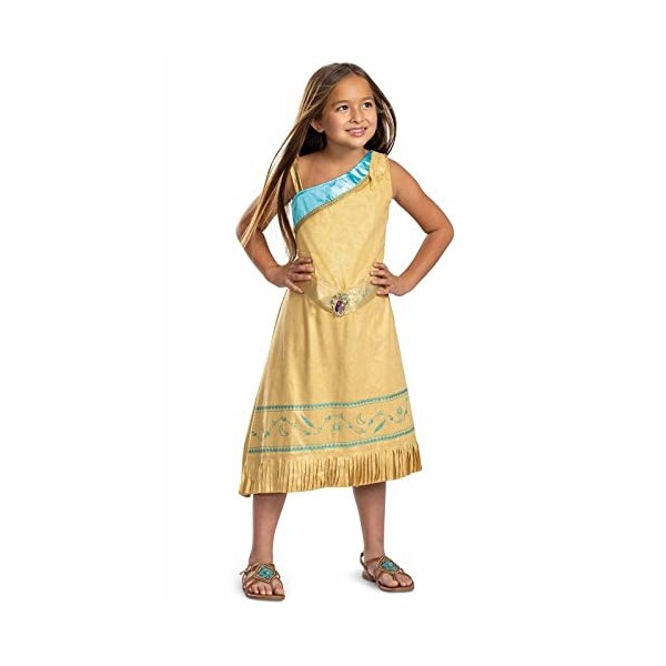 Disney Officiel Déguisement Deluxe Pocahontas Fille, Déguisement Indienne Fille en taille S