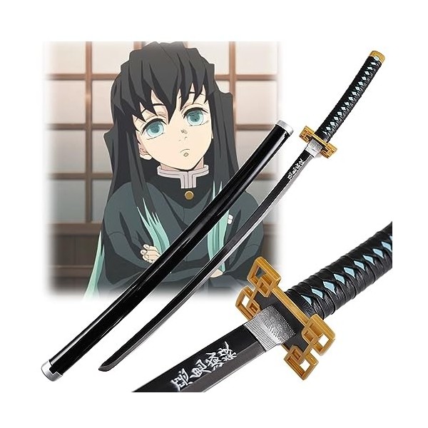 Olivy Épée Katana Demon Slayer Fait Main, Jouet DÉpée Samurai en Bambou avec Fourreau, Katana DAnime pour Le Cosplay, Le Je