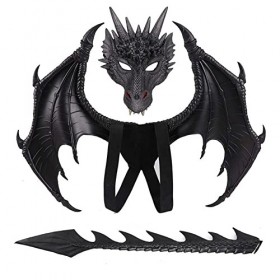 Gyuele Lot de 3 costumes dHalloween pour enfants Halloween Dragon Set couvre visage Wings Tail
