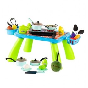 JoyKip Table de Cuisine pour Enfants avec lumières et Sons – Batterie de Cuisine avec casseroles, poêles et ustensiles – Joue