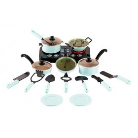 JoyKip Table de Cuisine pour Enfants avec lumières et Sons – Batterie de Cuisine avec casseroles, poêles et ustensiles – Joue