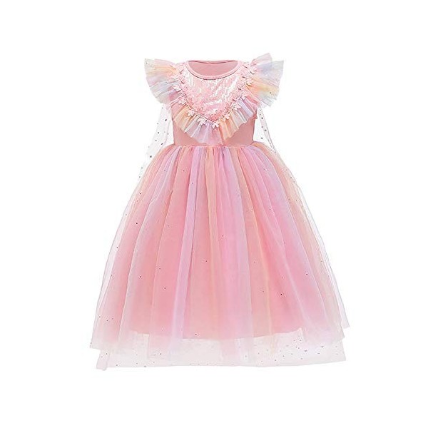 FYMNSI Robe de princesse pour fille avec accessoires pour Noël, Halloween, carnaval, Rose robe uniquement ., 3-4 ans