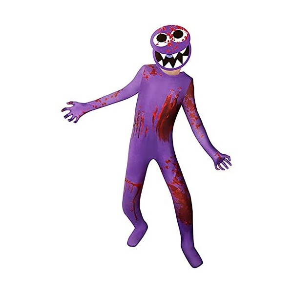 AIDDAA Rainbow-Friends Cos Costumes, Enfants Combinaisons Purple Monster Cosplay Horror Game Outfit Halloween Carnaval Party 